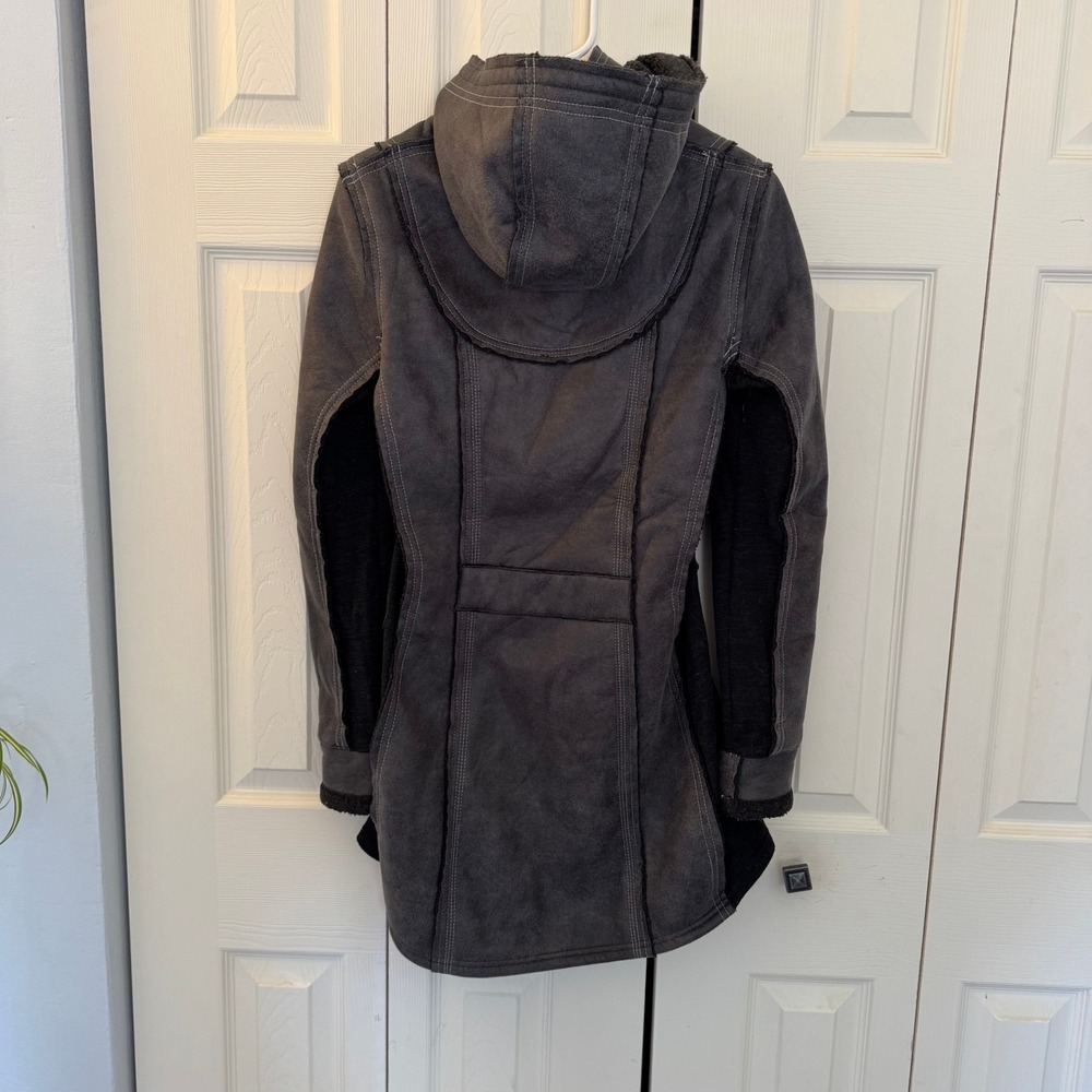Kuhl Dani Sherpa Trench Sueded Long Jacket, Gray‎ Black, Size XS - Picture 10 of 14
